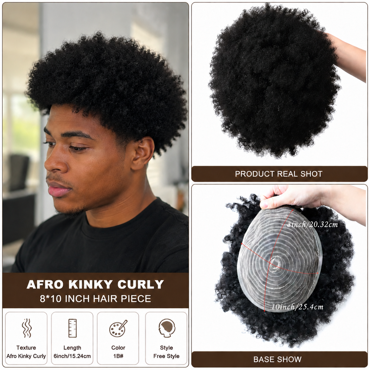 Concealer Full Coverage - Men's African Curly Human Hair Wig