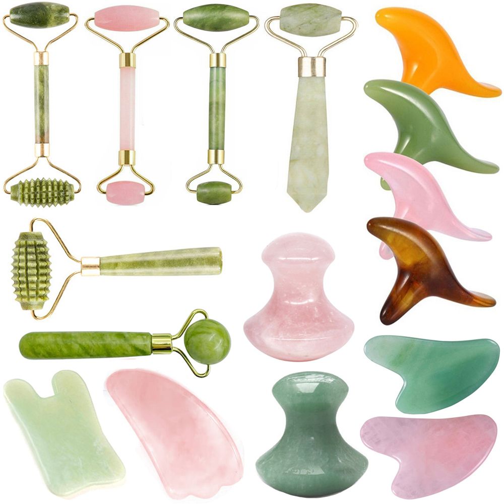 Jade Roller Gua Sha - Jade Stone Face Roller Beauty tool