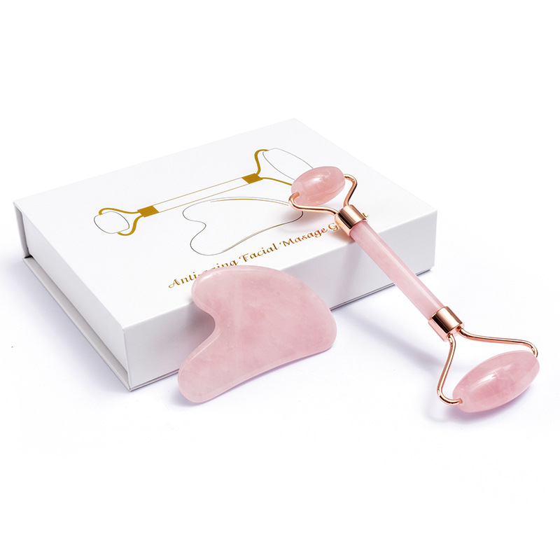Natural Rose Quartz Jade Rolle - Jade Roller Gua Sha บทวิจารณ์และราคา