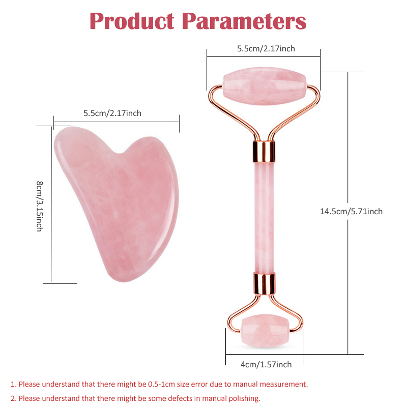 Natural Rose Quartz Jade Rolle - Jade Roller Gua Sha บทวิจารณ์และราคา