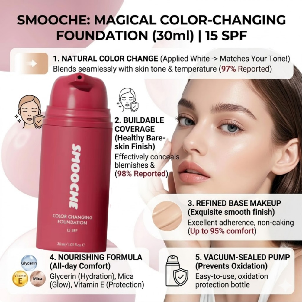 SMOOCHE Color Changing Foundat - Concealer Full Coverage บทวิจารณ์และราคา
