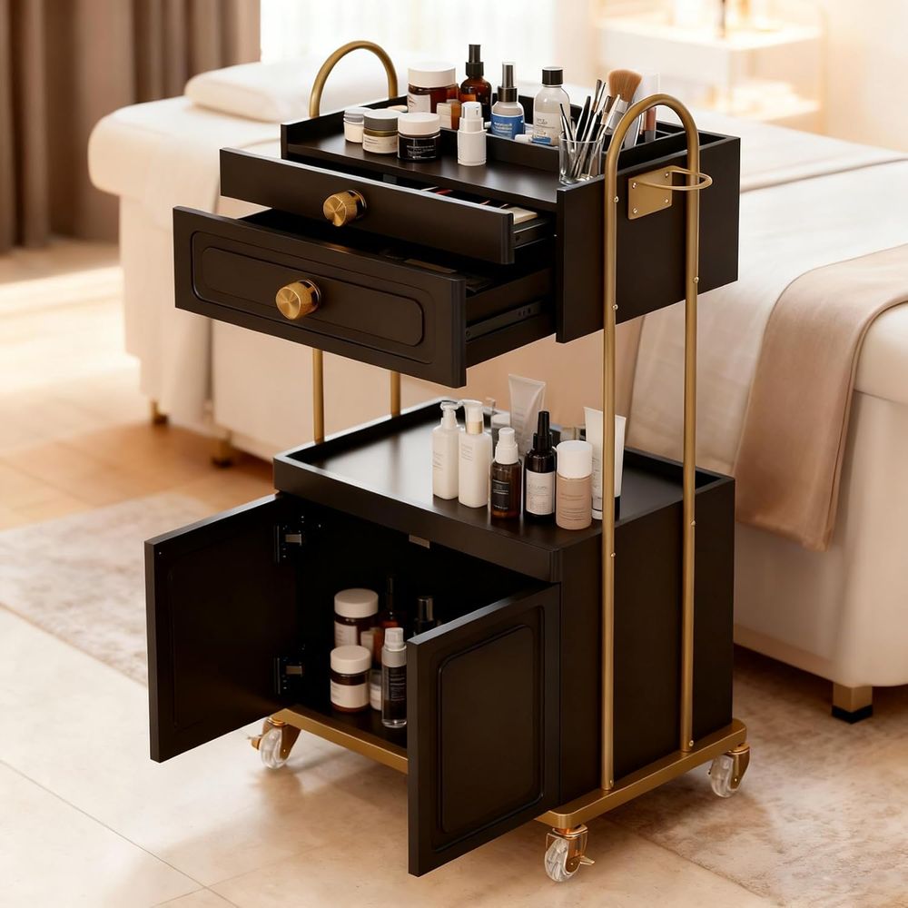 Trolley Cart with Lockable Whe - Beauty Makeup Trolley บทวิจารณ์และราคา