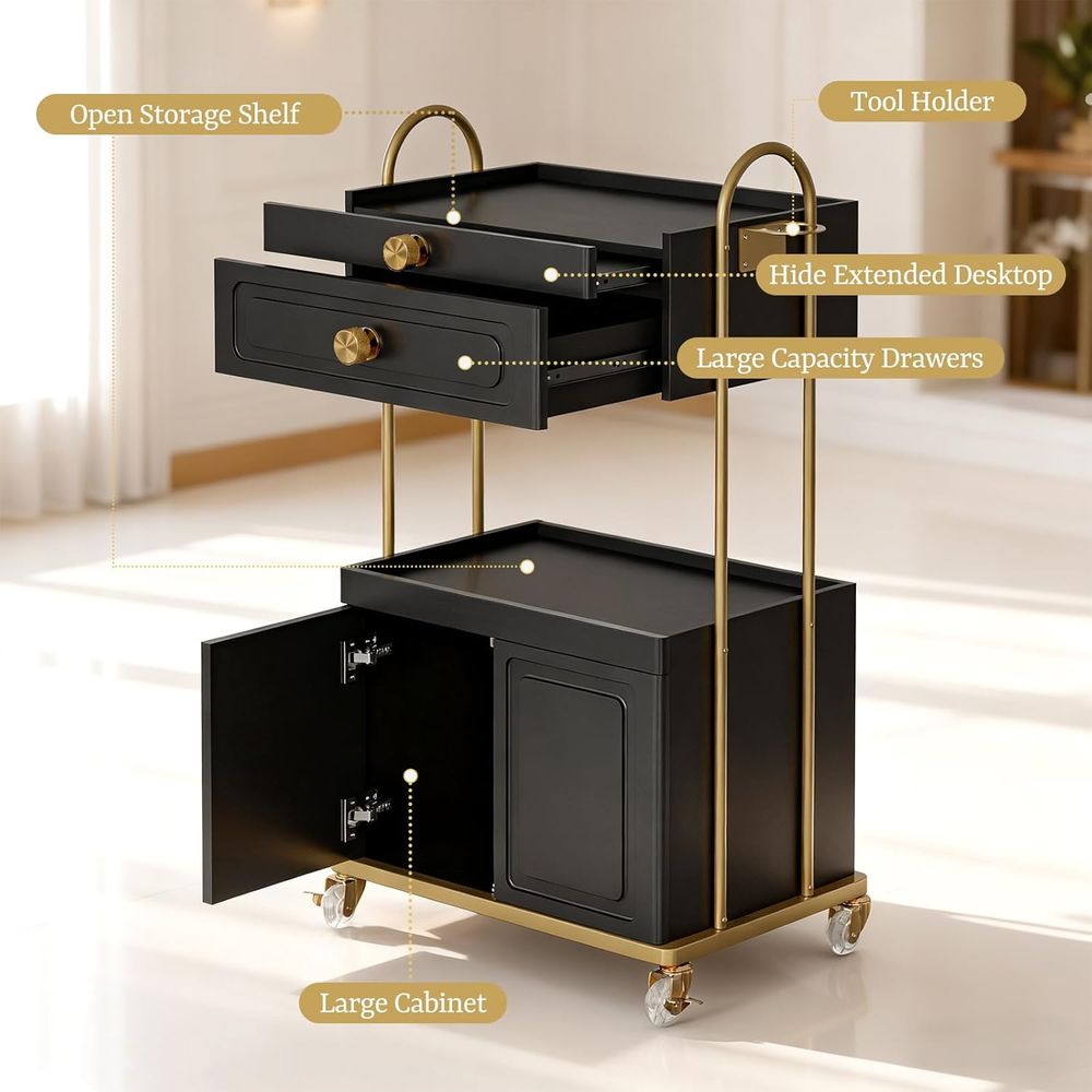 Trolley Cart with Lockable Whe - Beauty Makeup Trolley บทวิจารณ์และราคา