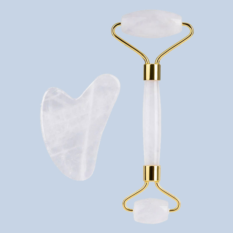 Natural White Crystal Face Mas - Jade Roller Gua Sha บทวิจารณ์และราคา