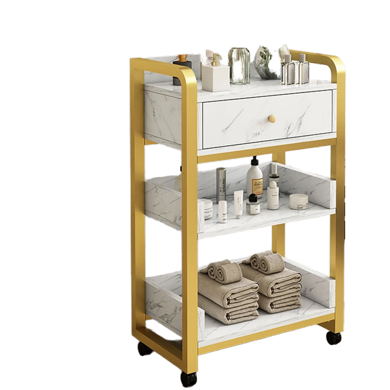 Modern Gold White Salon Trolle - Beauty Makeup Trolley บทวิจารณ์และราคา