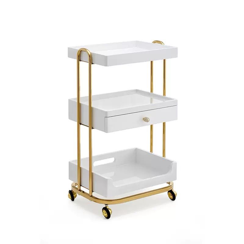 Modern Gold White Salon Trolle - Beauty Makeup Trolley บทวิจารณ์และราคา
