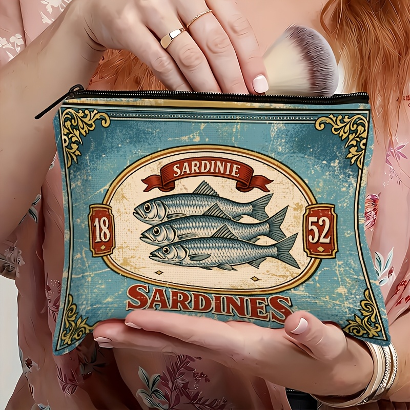 Retro Sardine Print Makeup Bag - Beauty Without Makeup บทวิจารณ์และราคา
