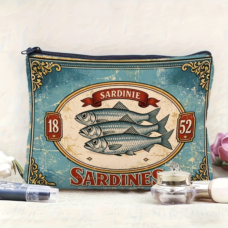 Retro Sardine Print Makeup Bag - Beauty Without Makeup บทวิจารณ์และราคา