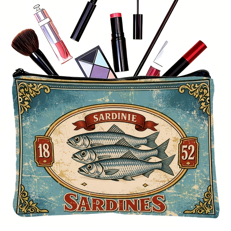 Retro Sardine Print Makeup Bag - Beauty Without Makeup บทวิจารณ์และราคา