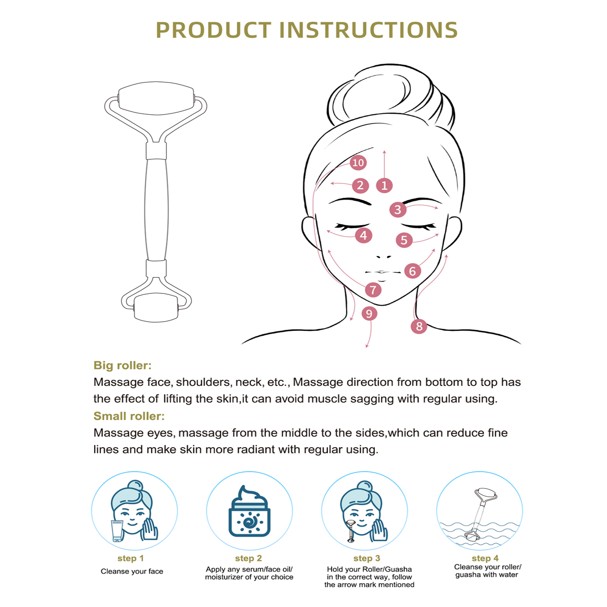 Natural Jade Roller Massager f - Jade Roller Gua Sha บทวิจารณ์และราคา